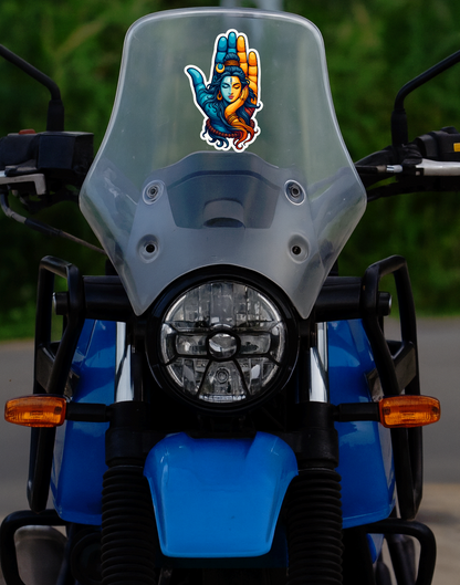 Smeeps Shiva–Shakti Hand Art Sticker – 12.7 x 8.12 cm Spiritual Vinyl Decal | Divine Half-Shiva Half-Shakti Design | Waterproof & UV-Resistant