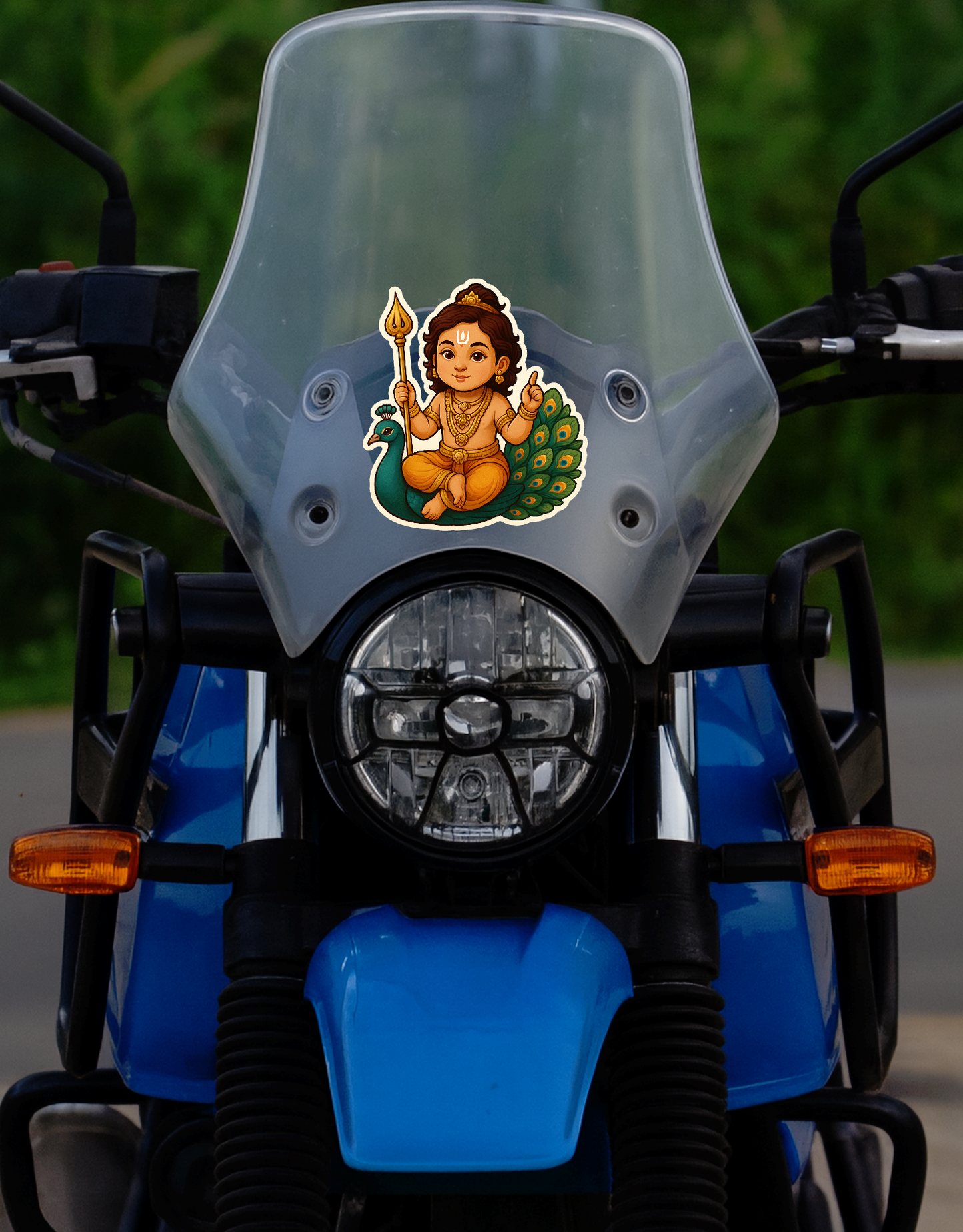 Smeeps Little Murugan on Peacock Sticker – 11.43 x 10.16 cm Car & Bike Vinyl Decal | Cute Lord Muruga Design | Waterproof & UV-Resistant