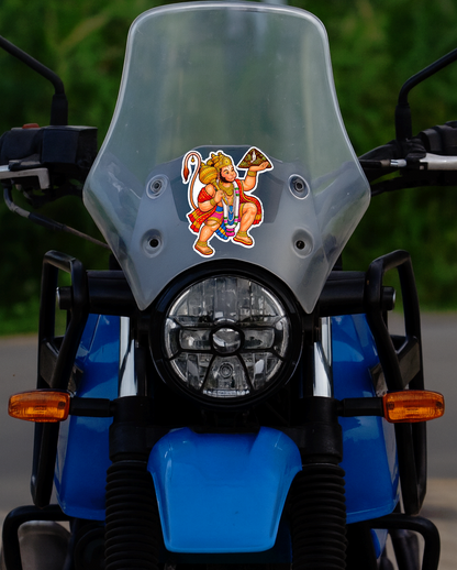 Smeeps Lord Hanuman Sticker – 11.43 x 9.65 cm Car & Bike Vinyl Decal | Sankat Mochan Carrying Sanjeevani Design | Waterproof & Durable