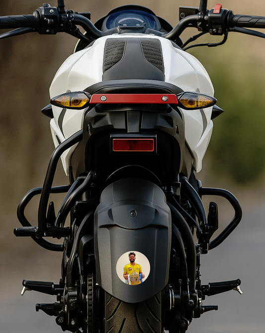 Smeeps Suresh Raina Sticker – 10.16 cm (4 Inch) Indian Cricket Legend Fan Vinyl Decal | Waterproof UV Resistant Round Car & Bike Sticker