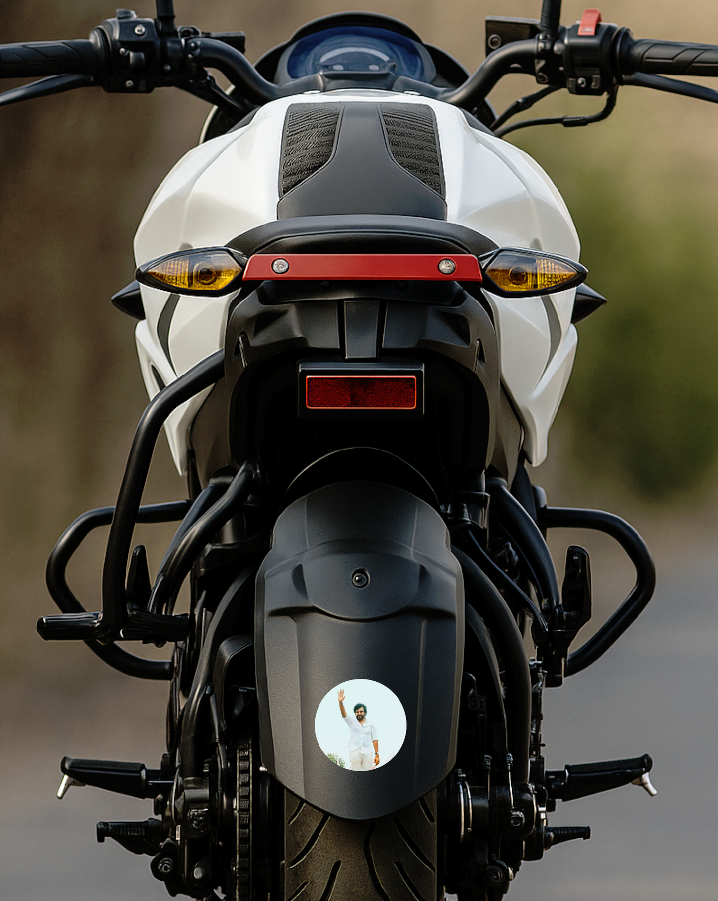 Smeeps Pawan Kalyan Waving Pose Sticker – 10.16 cm (4 Inch) Round Political Vinyl Decal | Waterproof UV Resistant Car & Bike Sticker