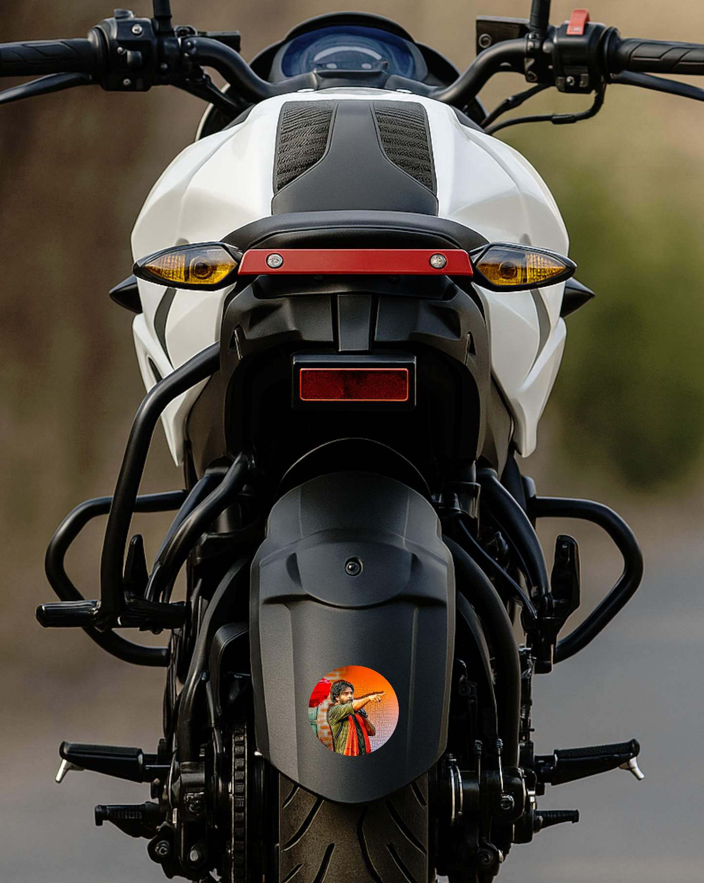 Smeeps Pawan Kalyan Directional Pointing Pose Sticker – 10.16 cm (4 Inch) Round Political Vinyl Decal | Waterproof UV Resistant Car & Bike Sticker