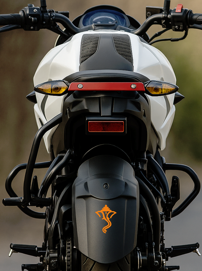 Smeeps Lord Ganesha Symbol Vinyl Sticker – 10.93 × 7.62 cm (4.3 × 3 Inch) Waterproof Bike & Car Decal | Minimal Ganpati Logo Sticker | UV Resistant Wash Proof | Pack of 1