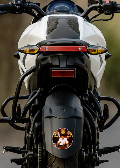 Thalapathy Vijay “Mudhalvar” Round Sticker – 10.16 × 10.16 cm (4 × 4 Inch) Waterproof UV Resistant Vinyl Car & Bike Sticker for Car, Helmet, Laptop & Rear Glass | Premium Political Fan Art Decal Pack of 1
