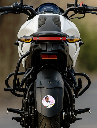 Smeeps K. Chandrashekar Rao Portrait Round Sticker – 10.16 cm (4 Inch) Car & Bike Vinyl Decal | Waterproof UV Resistant Political Sticker