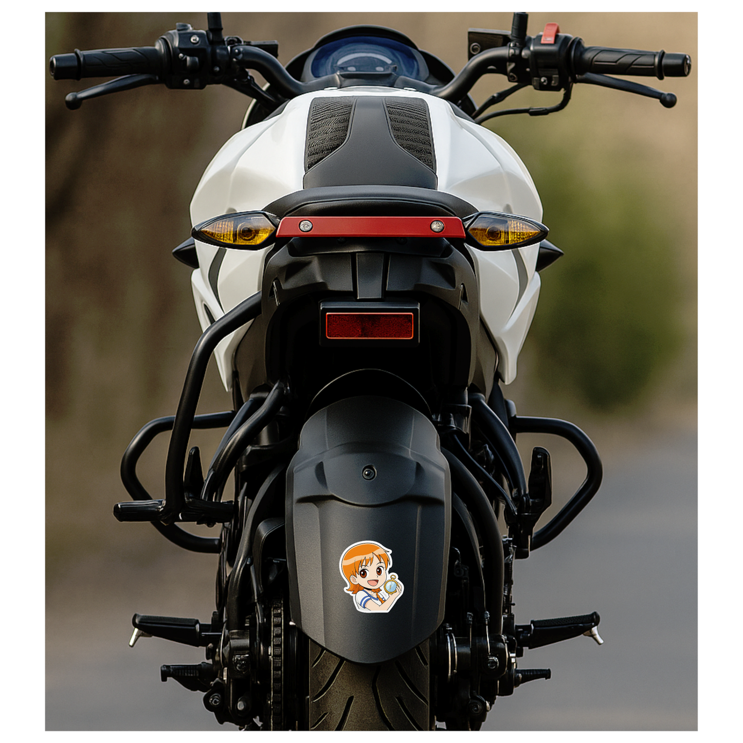 Smeeps Nami Chibi Sticker – 10.16 x 8.89 cm Car & Bike Vinyl Decal | Cute Anime Compass Design | Waterproof & UV-Resistant