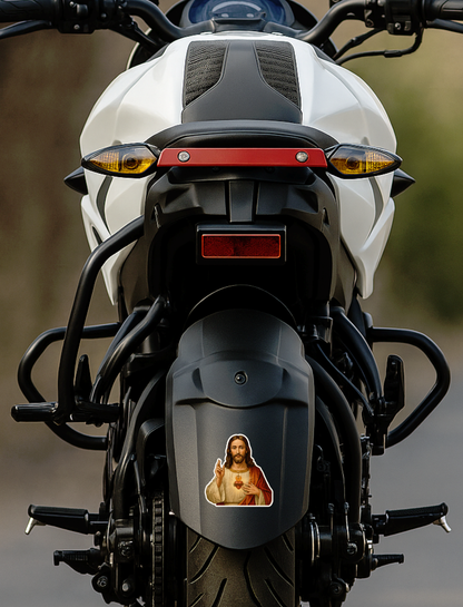 Smeeps Jesus Sacred Heart Sticker – 9.40 x 10.16 cm Car & Bike Vinyl Decal | Christian Blessing Sticker | Waterproof & UV-Resistant
