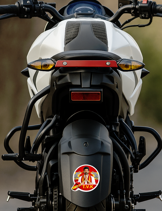 Smeeps Vijay TVK Circular Car Sticker – 10.42 × 10.42 cm (4.1 × 4.1 Inch) Premium Vinyl Decal | T.V.K Logo Design | Waterproof UV Resistant Wash Proof | Pack of 1