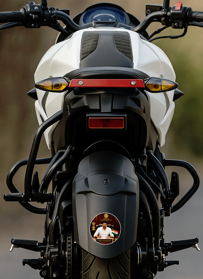 Thalapathy Vijay Chief Minister Office Round Sticker – 10.16 × 10.16 cm (4 × 4 Inch) Waterproof UV Resistant Vinyl Car & Bike Sticker for Car, Helmet, Laptop & Rear Glass | Premium Fan Art Decal Pack of 1