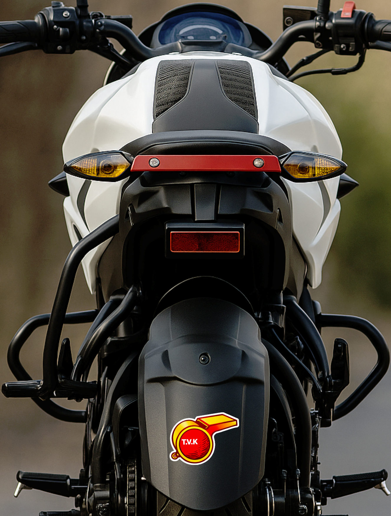 Smeeps TVK Whistle Symbol Sticker – 11.69 × 8.89 cm (4.6 × 3.5 Inch) Premium Vinyl Decal | Bold Red & Yellow TVK Design | Waterproof UV Resistant Wash Proof | Pack of 1