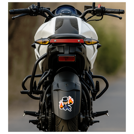 Smeeps Sabo Fire Punch Sticker – 10.16 x 9.66 cm Bike & Car Vinyl Decal | Anime Flame Attack Design | Waterproof & UV-Proof