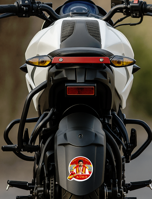 Smeeps Vijay TVK Circular Car Sticker – 10.42 × 10.42 cm (4.1 × 4.1 Inch) Premium Vinyl Decal | Tamilaga Vettri Kazhagam Theme | Waterproof UV Resistant Wash Proof | Pack of 1