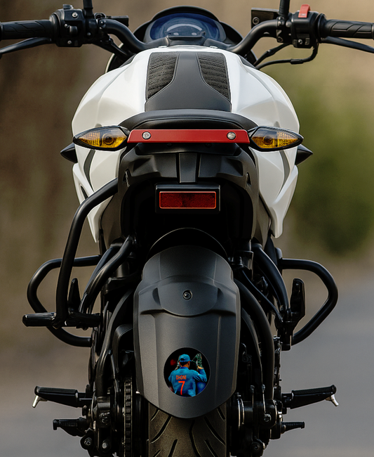 Smeeps MS Dhoni Celebration Sticker – 10.6 × 10.6 cm (4.2 × 4.2 Inch) Round Car & Bike Vinyl Decal | Team India Iconic Jersey Design | Waterproof UV Resistant