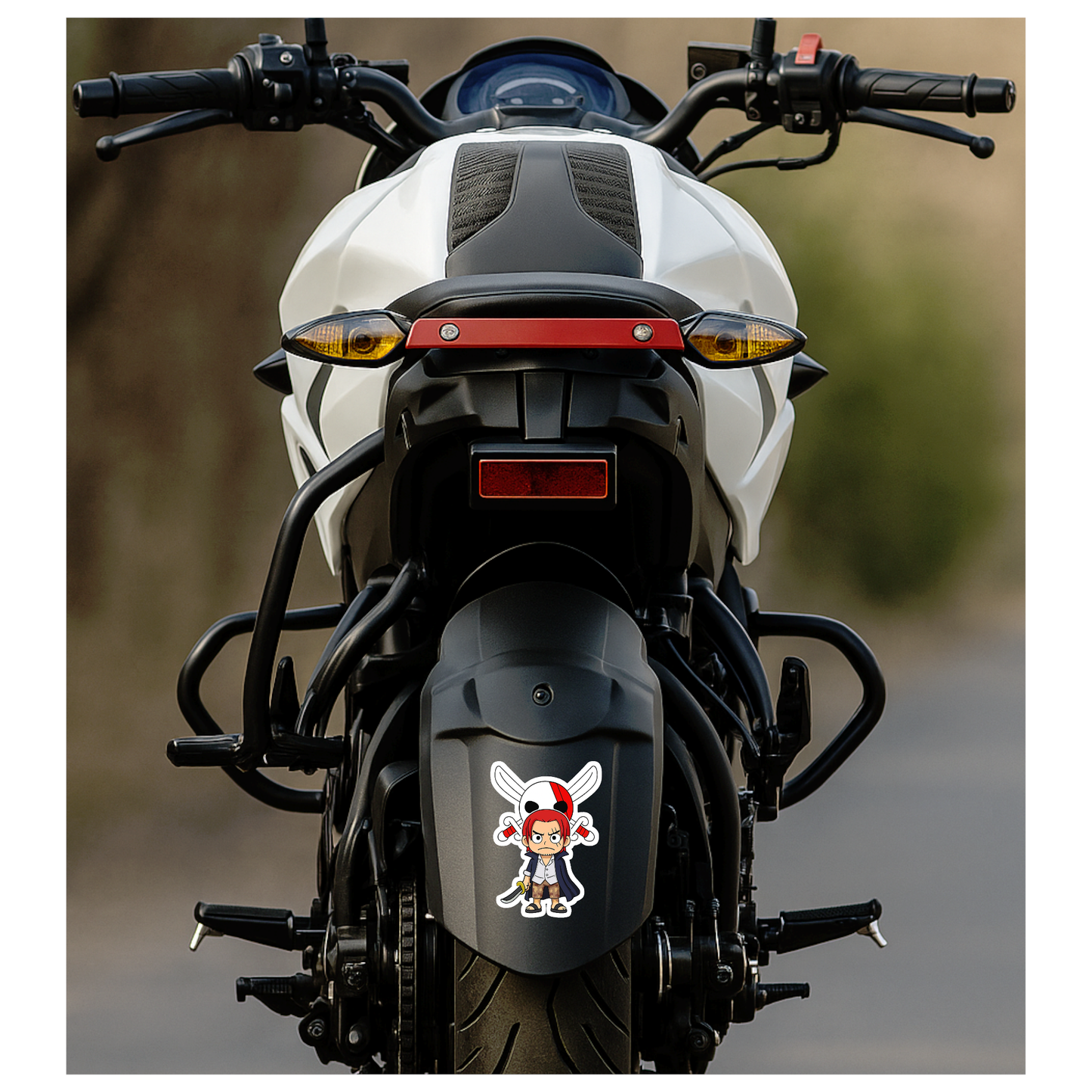 Smeeps Red-Haired Shanks Sticker – 10.42 x 7.62 cm Car & Bike Vinyl Decal | Chibi Pirate Captain Design | Waterproof & UV Resistant