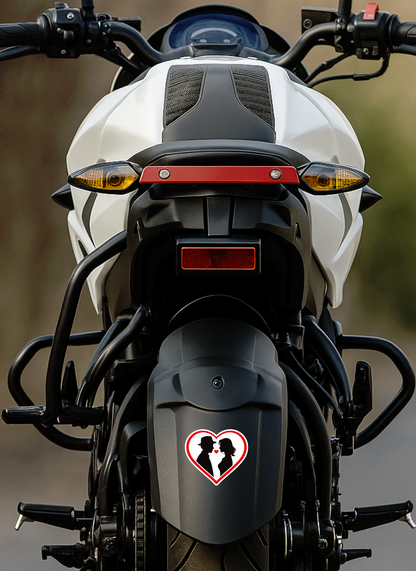 Smeeps Romantic Couple Heart Shape Sticker – 10.16 × 8.89 cm (4 × 3.5 Inch) Premium Vinyl Decal | Love Couple Silhouette Design | Waterproof UV Resistant Wash Proof | Pack of 1