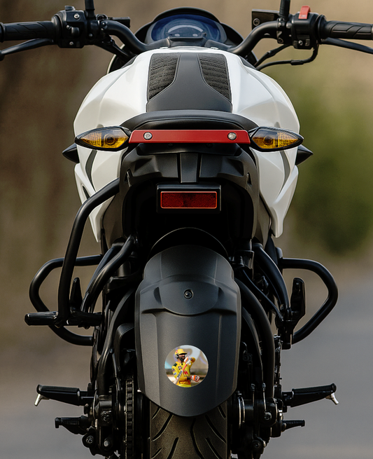 Smeeps Ravindra Jadeja CSK Sticker – 10.16 cm (4 Inch) Round Car & Bike Vinyl Decal | Chennai Super Kings All-Rounder Action Design | Waterproof UV Resistant