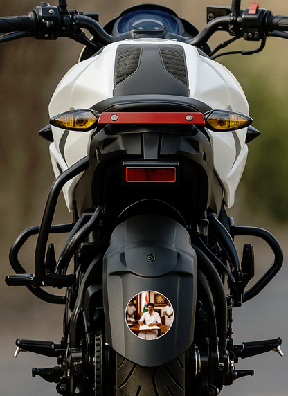 Thalapathy Vijay Chief Minister Round Sticker – 10.16 × 10.16 cm (4 × 4 Inch) Waterproof UV Resistant Vinyl Car & Bike Sticker for Car, Bike, Helmet & Laptop | Premium Fan Art Decal Pack of 1