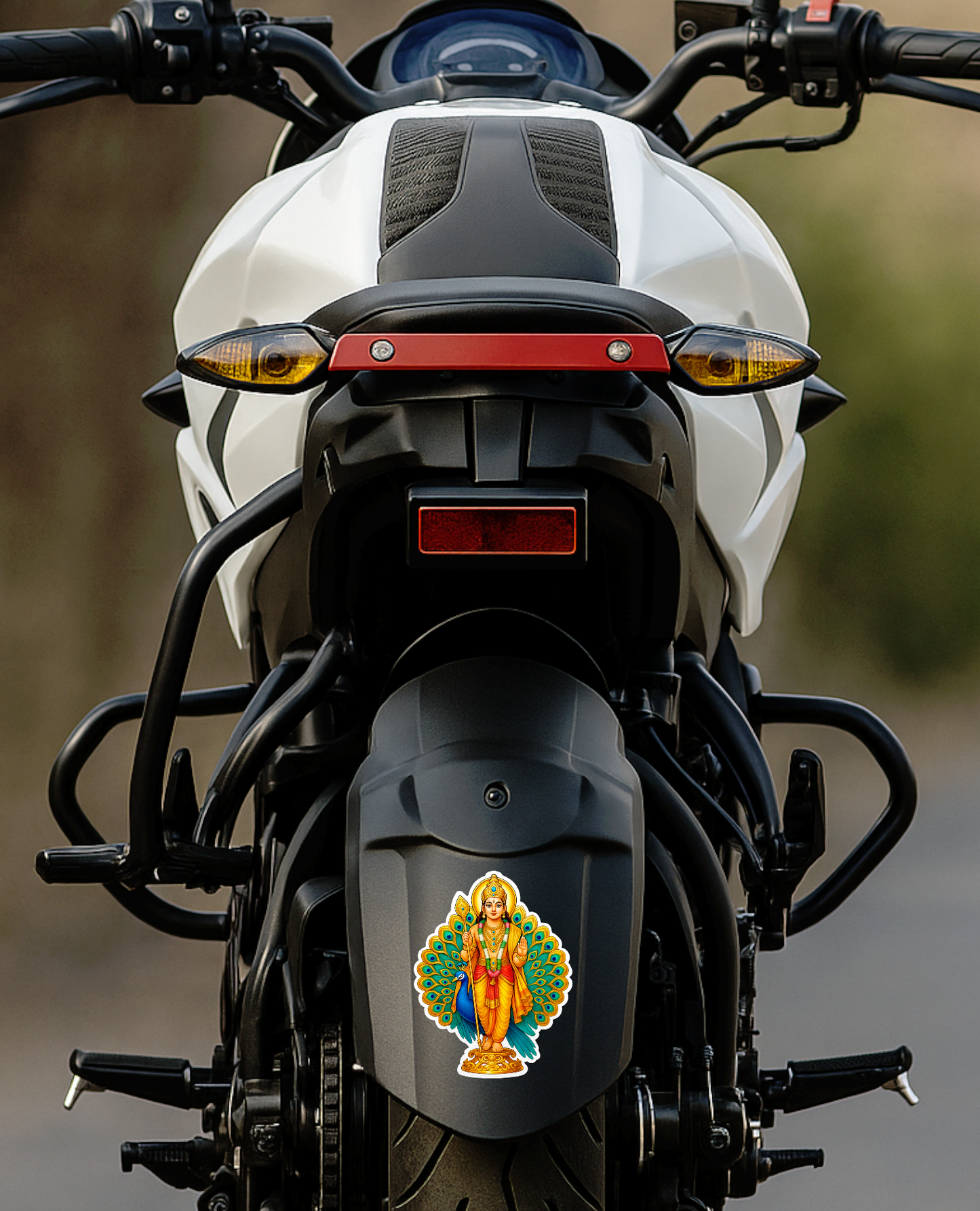 Smeeps Lord Murugan Sticker – Tamil God Murugan with Peacock Vinyl Decal | 8.64 x 11.43 cm Car & Bike Sticker | Waterproof & Durable