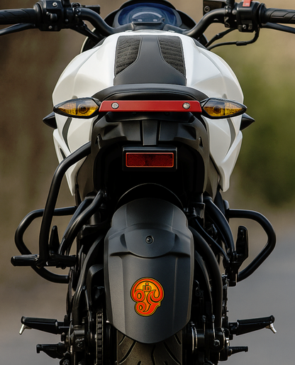 Smeeps Om Symbol Sticker – 10.16 x 8.89 cm Spiritual Car & Bike Vinyl Decal | Vibrant Orange Mandala Style | Waterproof & UV-Resistant Design