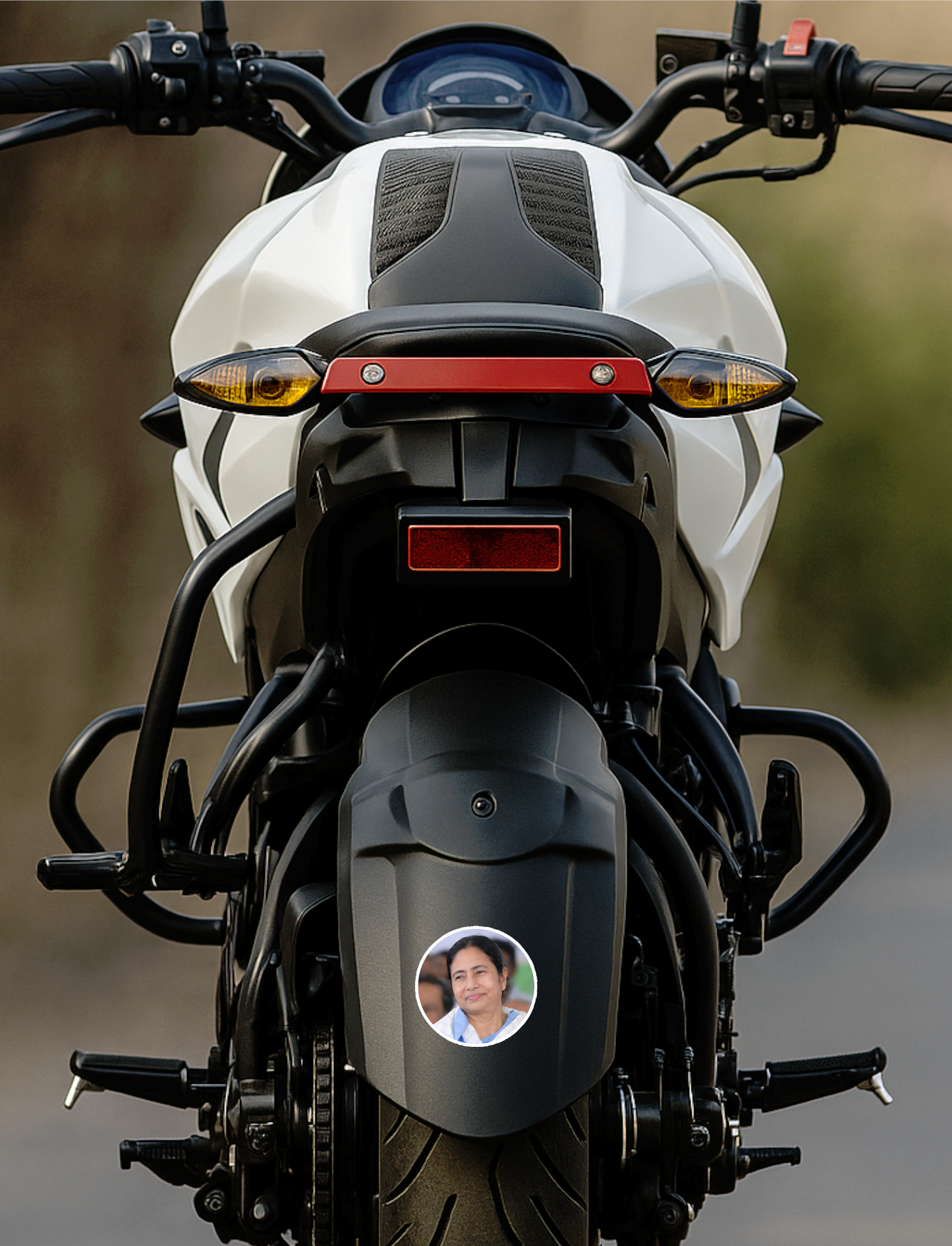 Smeeps Mamata Banerjee Portrait Sticker – 10.16 cm (4 Inch) Round Car & Bike Vinyl Decal | Waterproof UV Resistant Political Design