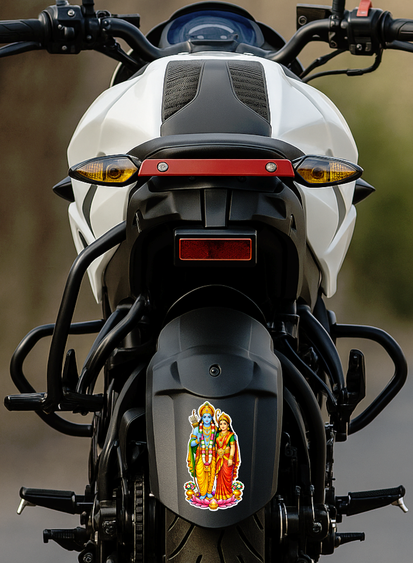Smeeps Lord Rama Sita Ram Darbar Sticker – 13.71 × 7.62 cm (5.4 × 3 Inch) Hindu Devotional Vinyl Decal for Car & Bike | Waterproof UV Resistant Religious Sticker