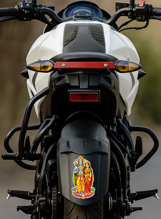 Smeeps Lord Rama Sita Ram Darbar Sticker – 13.71 × 7.62 cm (5.4 × 3 Inch) Hindu Devotional Vinyl Decal for Car & Bike | Waterproof UV Resistant Religious Sticker