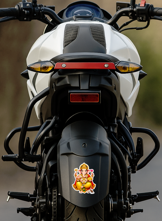 Smeeps Lord Ganesha Sticker – 11.43 × 8.89 cm (4.5 × 3.5 Inch) Hindu Religious Vinyl Decal for Car & Bike | Waterproof UV Resistant Ganpati Bappa Sticker