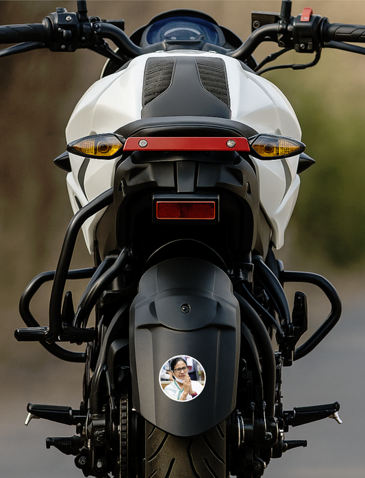 Smeeps Mamata Banerjee Portrait Sticker – 10.16 cm (4 Inch) Round Car & Bike Vinyl Decal | Waterproof UV Resistant Political Design