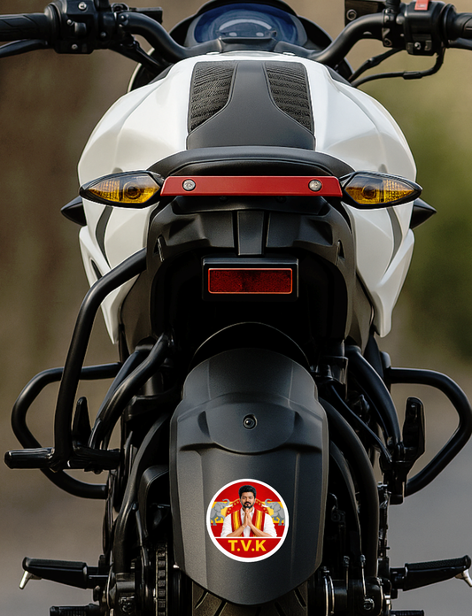 Smeeps Vijay TVK Circular Car Sticker – 10.16 × 10.16 cm (4 × 4 Inch) Premium Vinyl Decal | Thamizaga Vettri Kazhagam T.V.K Design | Waterproof UV Resistant Wash Proof | Pack of 1