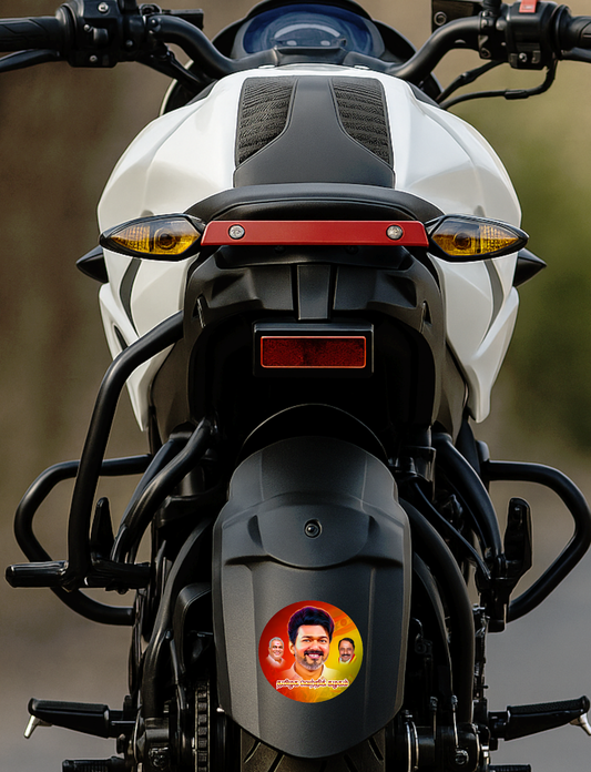 Smeeps Vijay TVK Circular Car Sticker – 10.16 × 10.16 cm (4 × 4 Inch) Premium Vinyl Decal | Tamilaga Vettri Kazhagam Theme | Waterproof UV Resistant Wash Proof | Pack of 1
