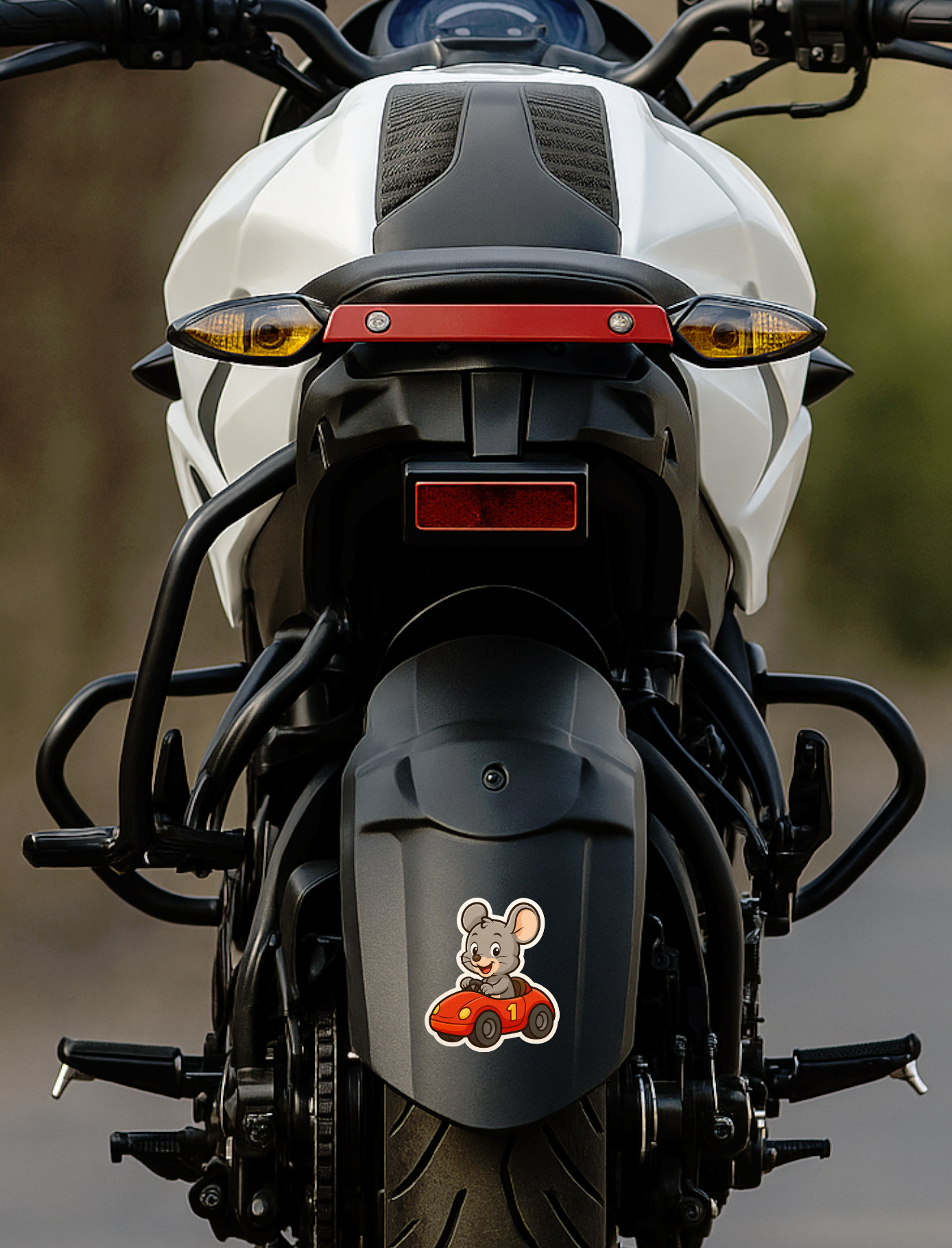 Smeeps Cute Mouse Driving Car Sticker – 10.16 x 11.43 cm Kids Cartoon Vinyl Decal | Fun Animal Car Sticker for Notebooks, Bottles, Bikes & Helmets | Waterproof & Durable