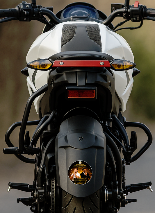 Thalapathy Vijay “Chief Minister of Tamil Nadu” Premium Round Sticker – 10.16 × 10.16 cm (4 × 4 Inch) Waterproof UV Resistant Vinyl Car & Bike Sticker for Car, Helmet, Laptop & Rear Glass | Political Fan Art Decal Pack of 1