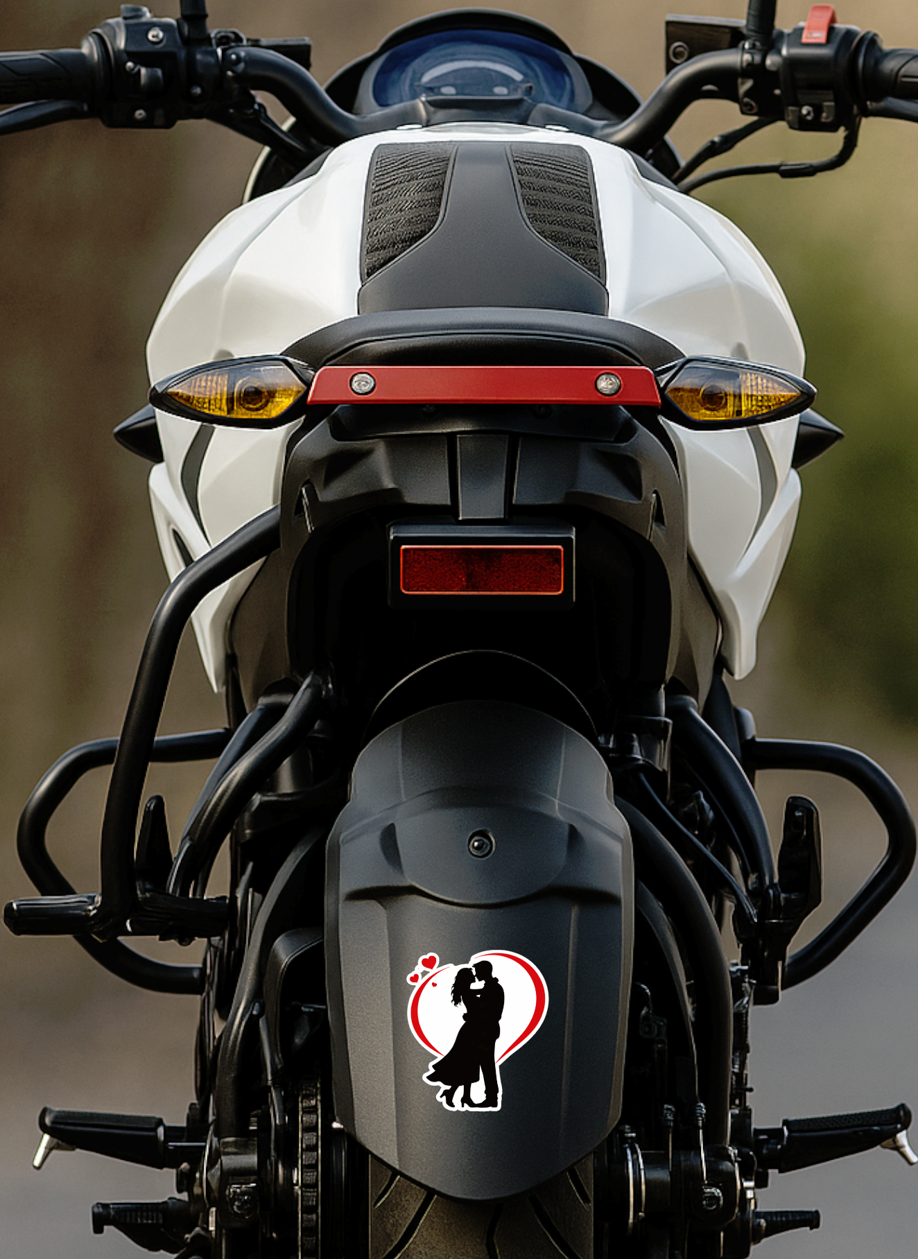 Smeeps Romantic Couple Hug Silhouette Sticker – 10.16 × 8.89 cm (4 × 3.5 Inch) Premium Vinyl Decal | Love Heart Embrace Design | Waterproof UV Resistant Wash Proof