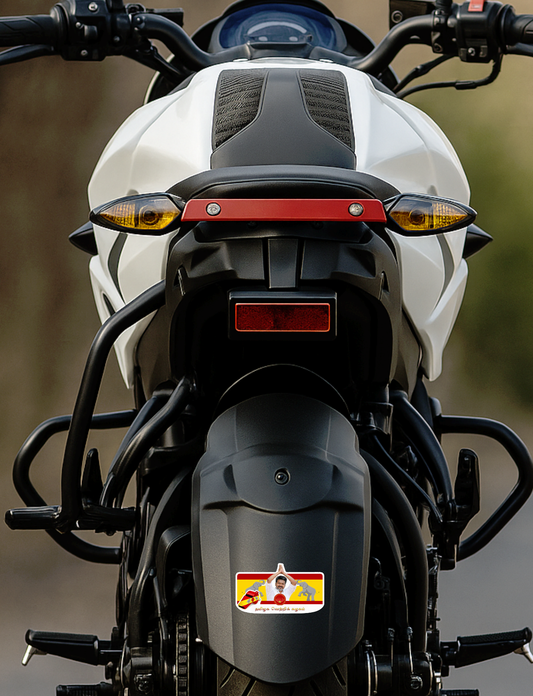 Smeeps Vijay Namaste Rectangle Car Sticker – 11.43 × 6.35 cm (4.5 × 2.5 Inch) Premium Vinyl Decal | Tamilaga Vettri Kazhagam Theme | Waterproof UV Resistant Wash Proof | Pack of 1