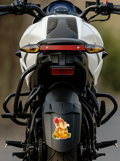 Smeeps Lord Ganesha Sticker – 11.43 x 9.15 cm Royal Vinayagar Sitting Pose Decal | Divine Spiritual Design | Waterproof & UV-Resistant Vinyl for Cars, Bikes & Home
