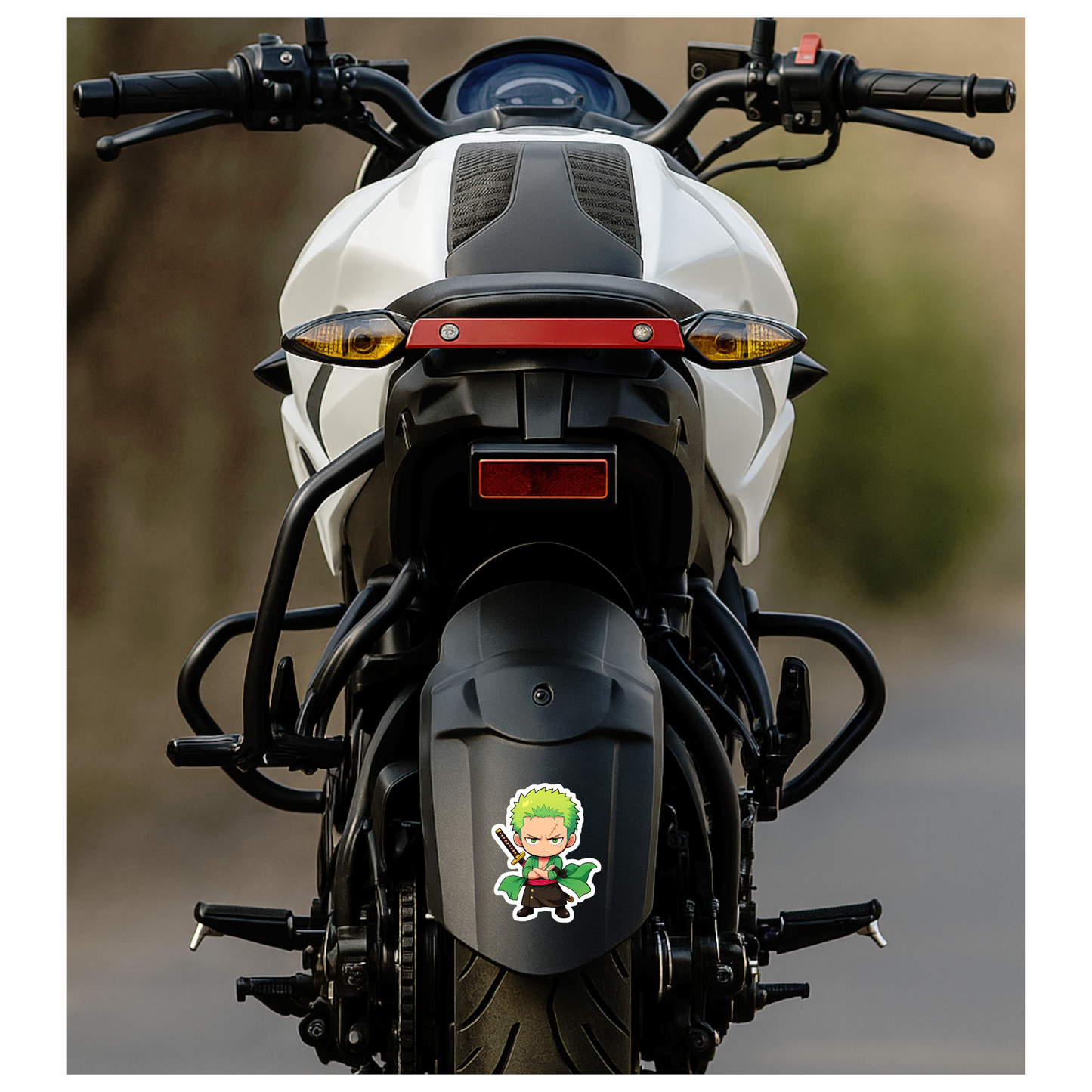 Smeeps Zoro Chibi Sticker – 10.16 x 7.88 cm Samurai Anime Vinyl Decal | Waterproof & UV-Resistant | Car, Bike, Laptop Sticker