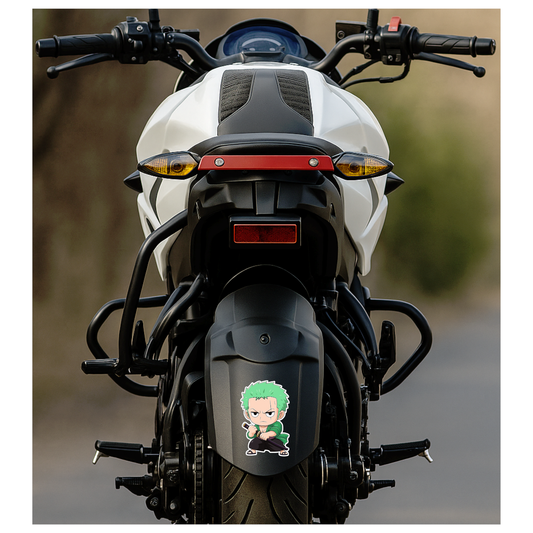 Smeeps Zoro Chibi Sticker – 11.43 x 7.62 cm Sword Pose Anime Car & Bike Decal | Waterproof & UV Resistant Vinyl