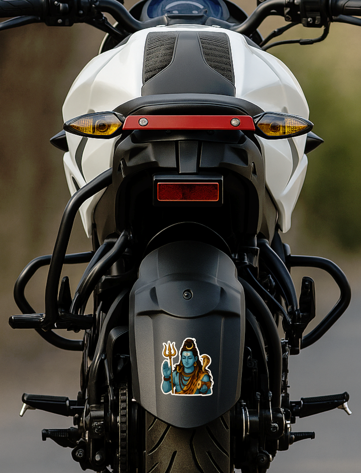 Smeeps Lord Shiva Sticker – 10.16 x 9.15 cm Mahadev Trishul & Damru Vinyl Decal | Hindu God Bholenath Sticker | Waterproof & UV-Resistant