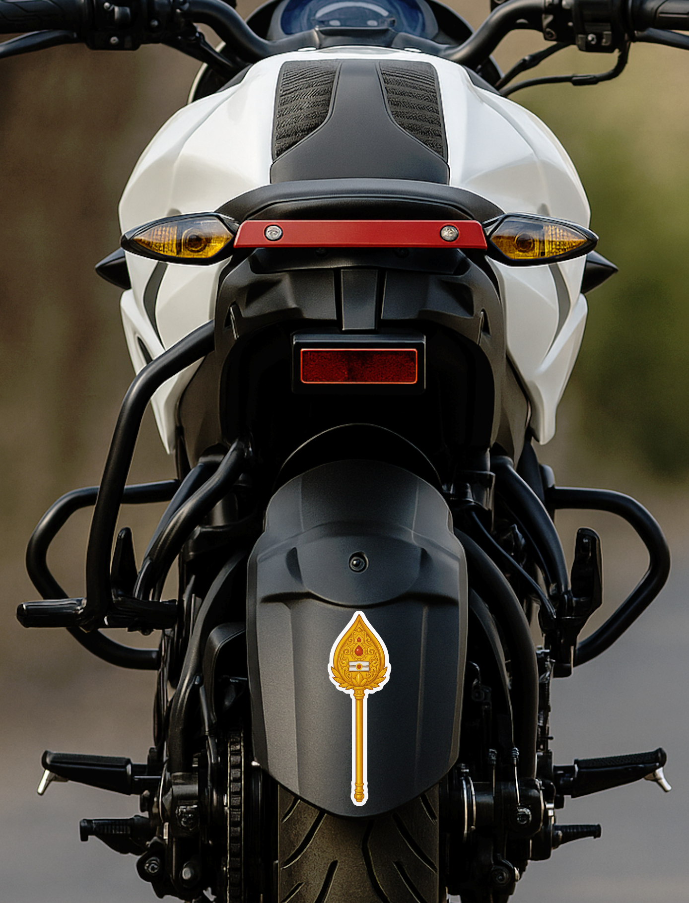 Smeeps Lord Murugan Vel Sticker – 12.7 x 4.1 cm Golden Vel Weapon Decal | Divine Hindu Spiritual Car & Bike Sticker | Waterproof & UV-Resistant Vinyl