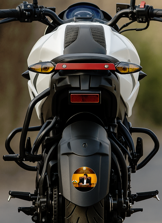 Thalapathy Vijay Chief Minister Premium Round Sticker – 10.16 × 10.16 cm (4 × 4 Inch) Waterproof UV Resistant Vinyl Car & Bike Sticker for Car, Helmet, Laptop & Rear Glass | Premium Political Fan Art Decal Pack of 1