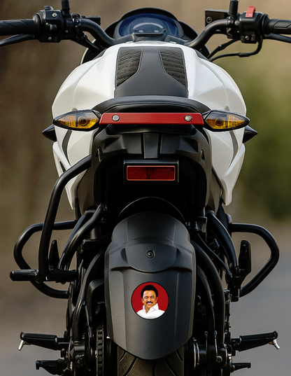 Smeeps M.K. Stalin Sticker – Premium HD Political Leader Decal | 10.16 cm Round Vinyl | Waterproof & UV Resistant DMK Car/Bike Sticker