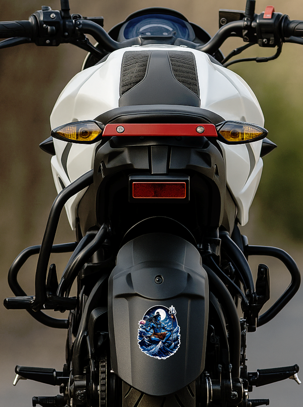 Smeeps Lord Shiva Mountain Vinyl Sticker – 10.16 × 10.16 cm (4 × 4 Inch) Waterproof Bike & Car Decal | Mahadev Trishul Design | UV Resistant Wash Proof | Pack of 1
