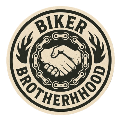 Smeeps Biker Brotherhood Sticker – 10.16 x 10.16 cm | Vinyl Bike Tank Decal (Vintage Chain & Grip Design)