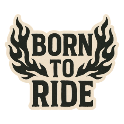 Smeeps Born to Ride Sticker – 10.16 x 10.16 cm | Flame Design Vinyl Bike Decal (Bold Beige & Black Theme)