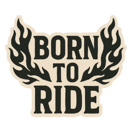 Smeeps Born to Ride Sticker – 10.16 x 10.16 cm | Flame Design Vinyl Bike Decal (Bold Beige & Black Theme)