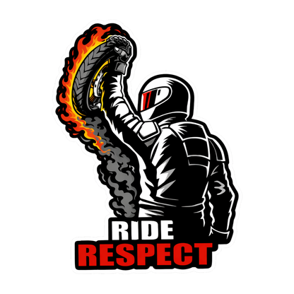 Smeeps Ride Respect Vinyl Sticker – 10.16 × 7.62 cm (4 × 3 Inch) Waterproof Bike Rider Decal | Stunt Rider Helmet Graphic | UV Resistant Wash Proof | Pack of 1