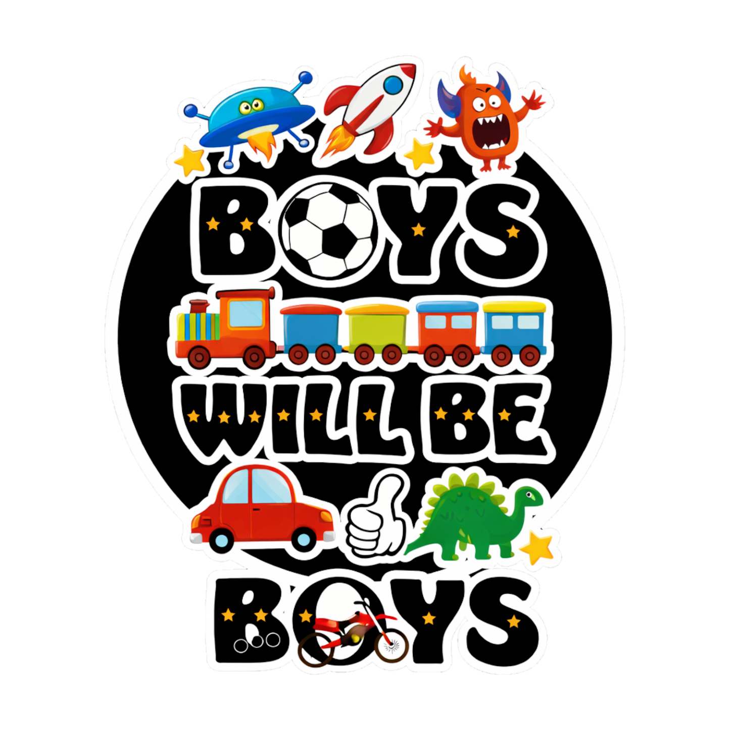 Smeeps “Boys Will Be Boys” Vinyl Sticker – 11.69 × 9.66 cm (4.6 × 3.8 Inch) Waterproof Kids Fun Sticker | Cartoon Vehicle Theme Decal | UV Resistant Wash Proof | Pack of 1