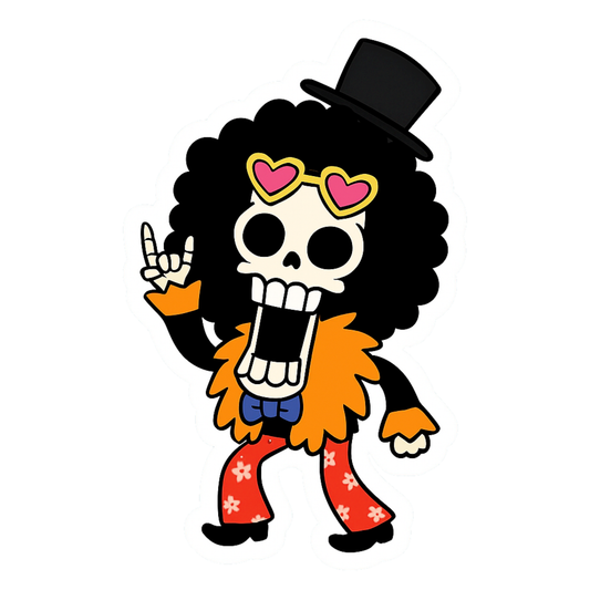 Smeeps Brook Skeleton Sticker – 11.94 x 7.62 cm Car & Bike Vinyl Decal | One Piece Anime Design | Waterproof & UV-Resistant