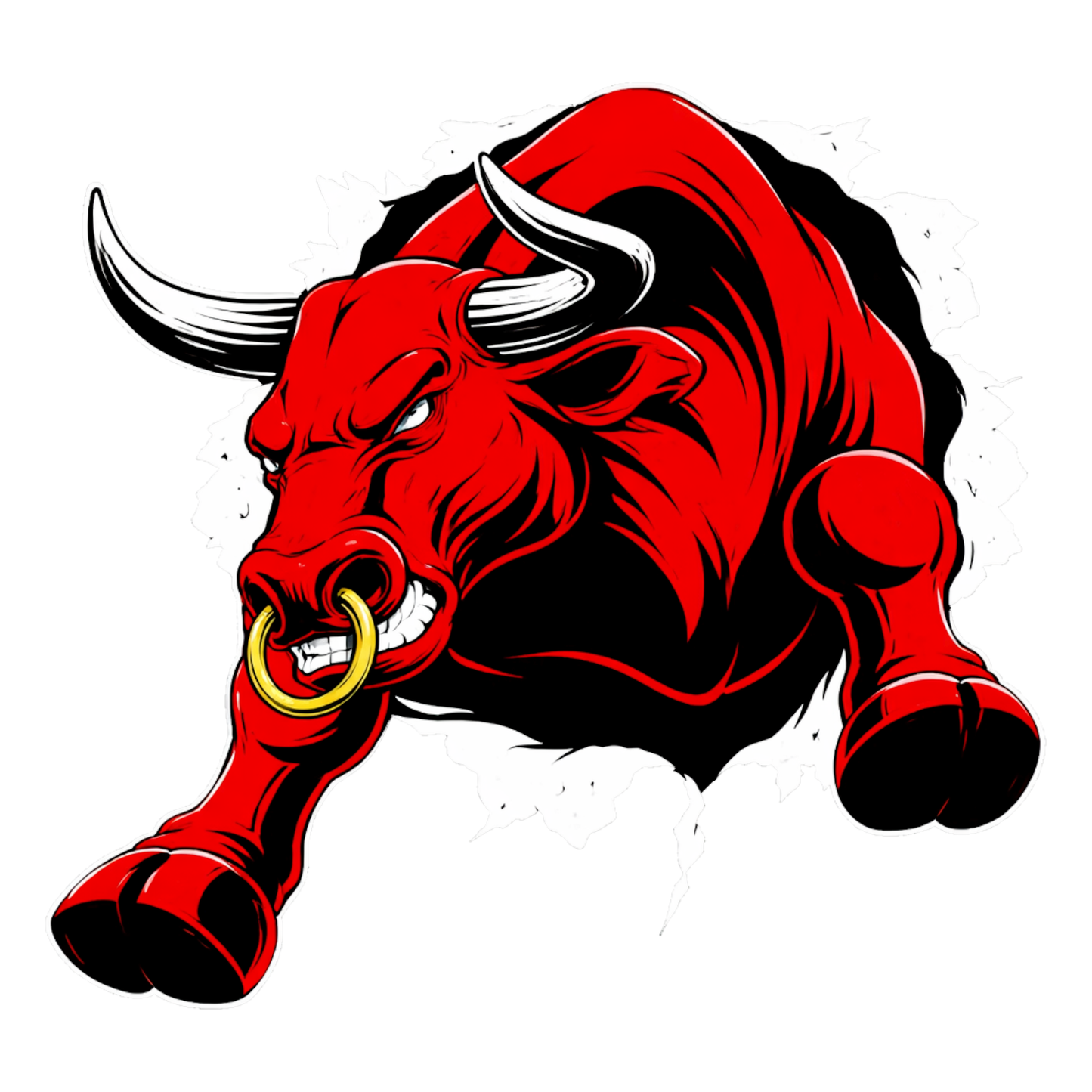 Smeeps Angry Red Bull Vinyl Sticker – 10.93 × 10.93 cm (4.3 × 4.3 Inch) Waterproof Bike & Car Sticker | Aggressive Bull Graphic Decal | UV Resistant Wash Proof | Pack of 1