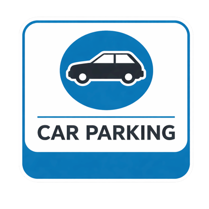 Smeeps Car Parking Sticker – 15.24 × 14.48 cm (6 × 5.7 Inch) Premium Vinyl Decal | Blue Car Parking Sign | Waterproof UV Resistant Wash Proof | Pack of 1